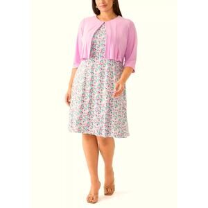 NWT Danny and Nicole Rose Pink Floral Midi Dress w/ Jacket Women's Size Small